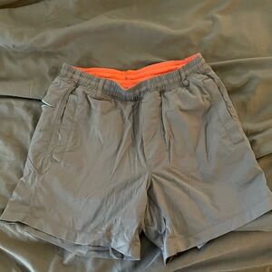 Gray Athletic Shorts with Orange Trim